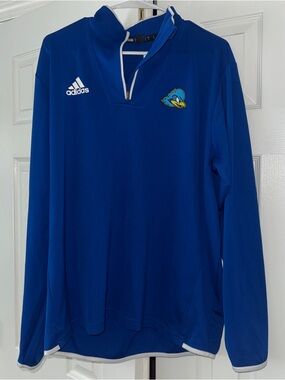 UD University of Delaware adidas Blue Athletic Pullover with White Logo